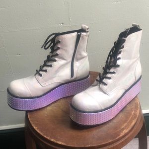 TUK x Dolls Kill Iridescent Platform Boots